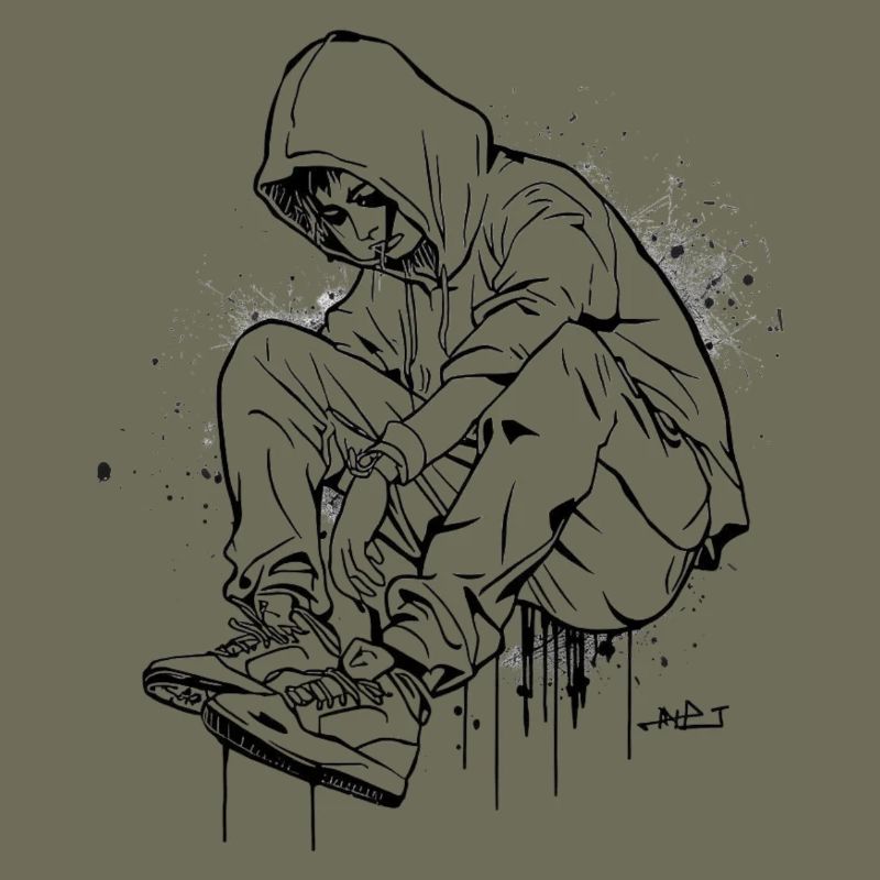 Silhouette Kapuzenpullover Graffiti