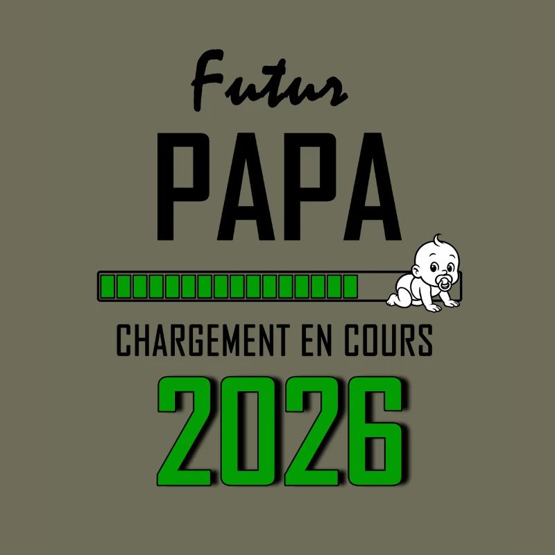 Futur PAPA Countdown 2026 Vert Bébé