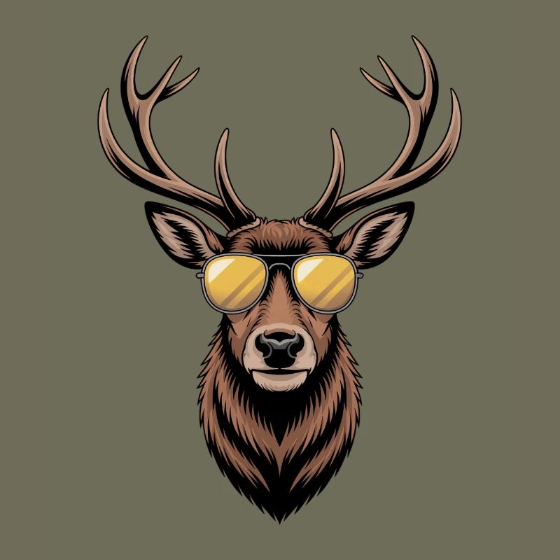 Hirsch mit Geweih und Sonnenbrille