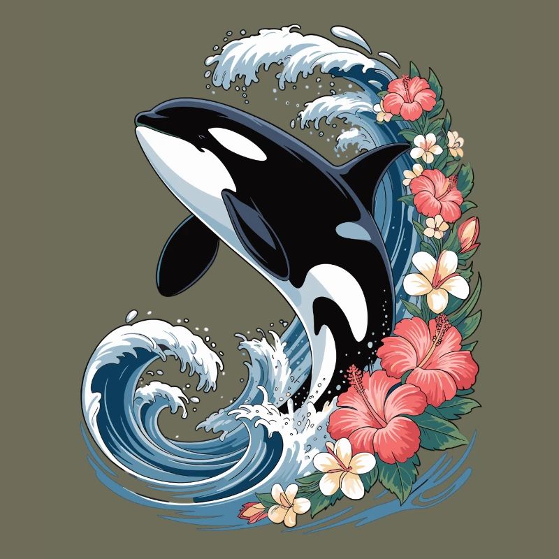 Orque dans les vagues tropicales