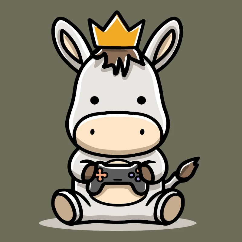 Gamer Esel mit controller Krone