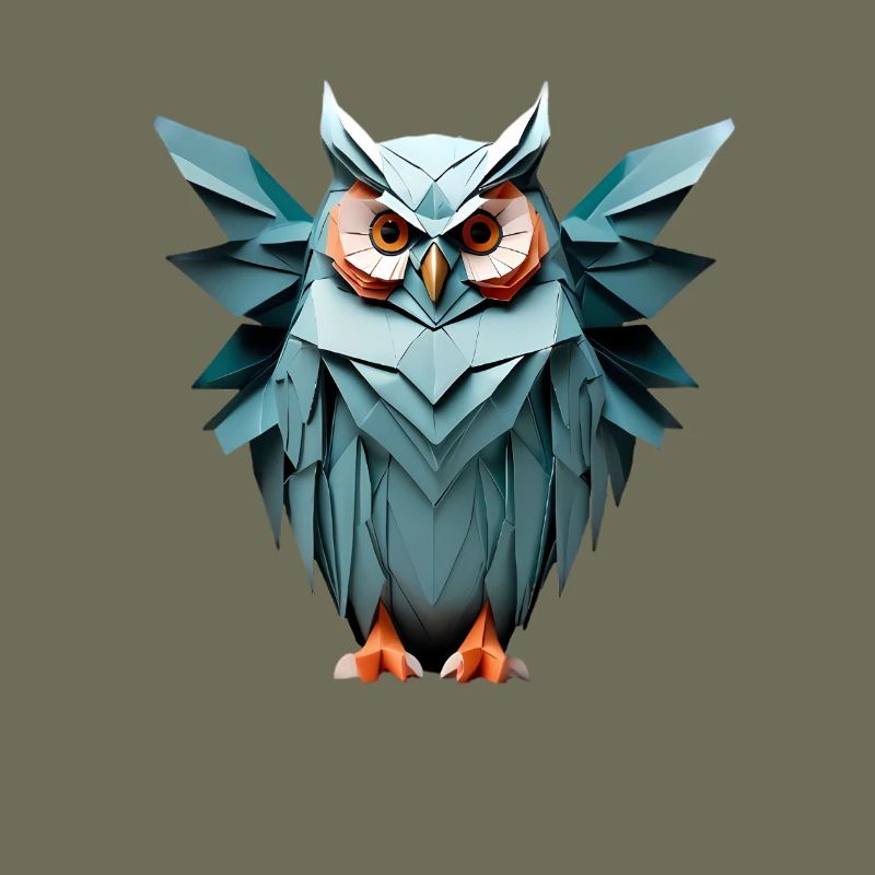 Blau Low-Poly Eule Design