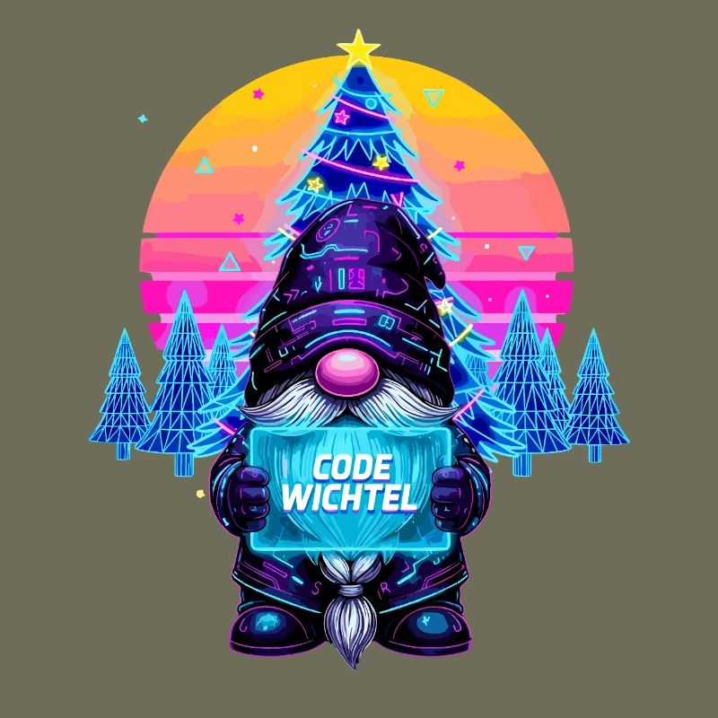Cyberpunk Code Gnome - Synthwave Noël Nerd