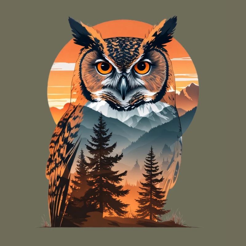 Weise Eule im Abendlicht