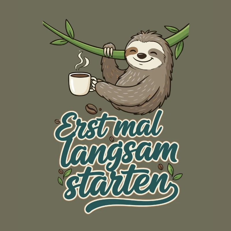 Langsamer Start Faultier Kaffee