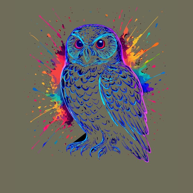 Neon Eule Farb-Splash Kunst Shirt