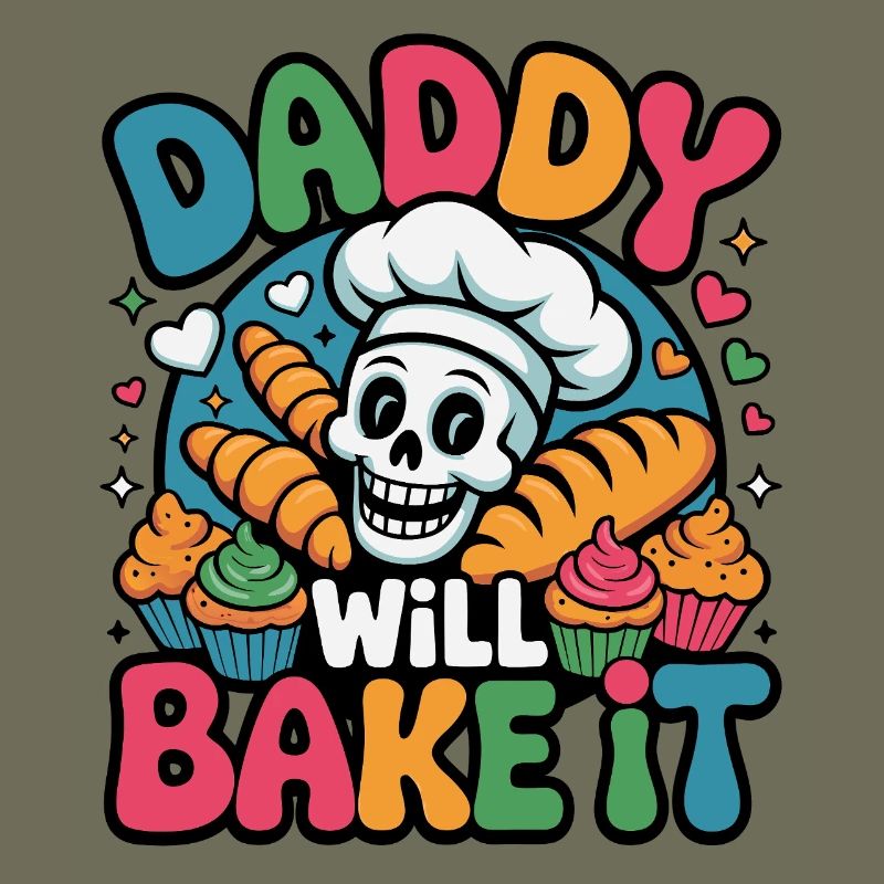 DADDY WILL BAKE IT Skull Bakery Design