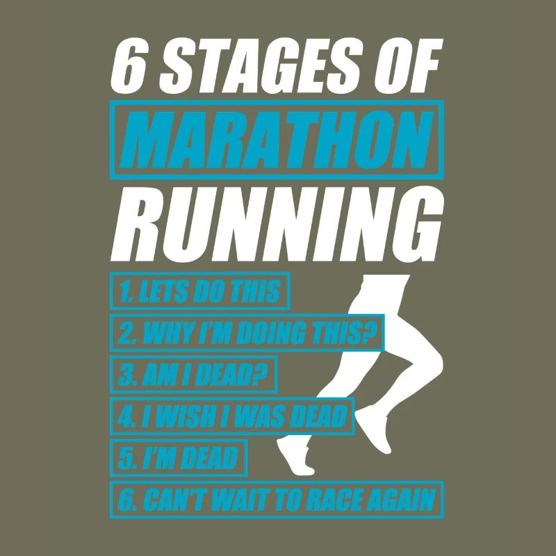 6 étapes du marathon : course drôle de course à pied coureuse
