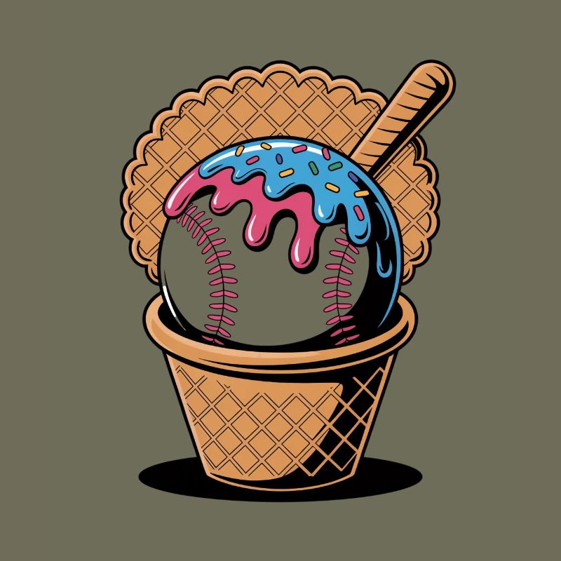 Baseball Eiscreme In Waffel Mit Schläger
