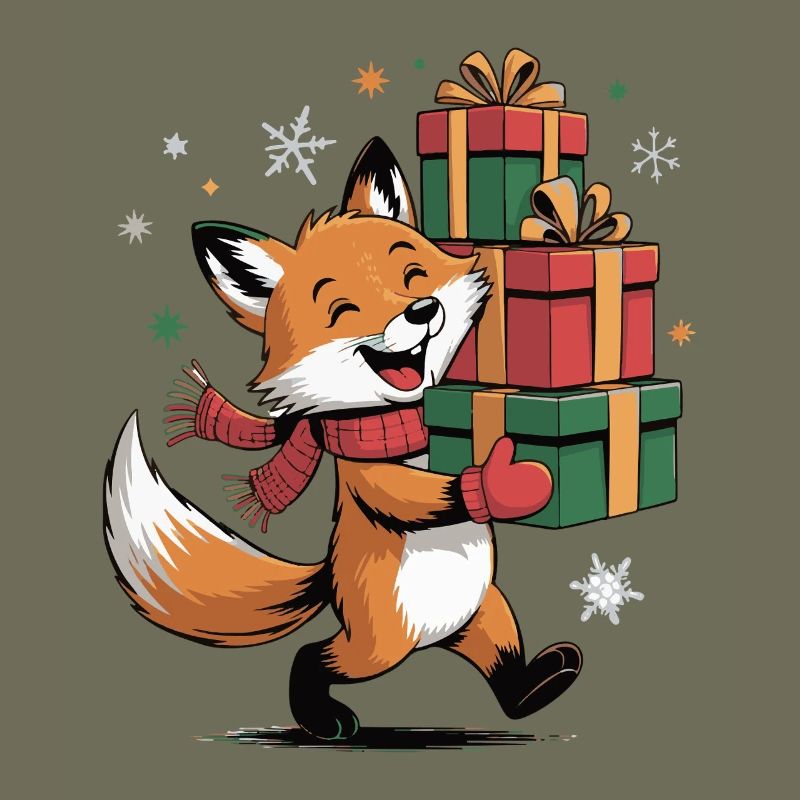 Fuchs mit Weihnachtsgeschenken