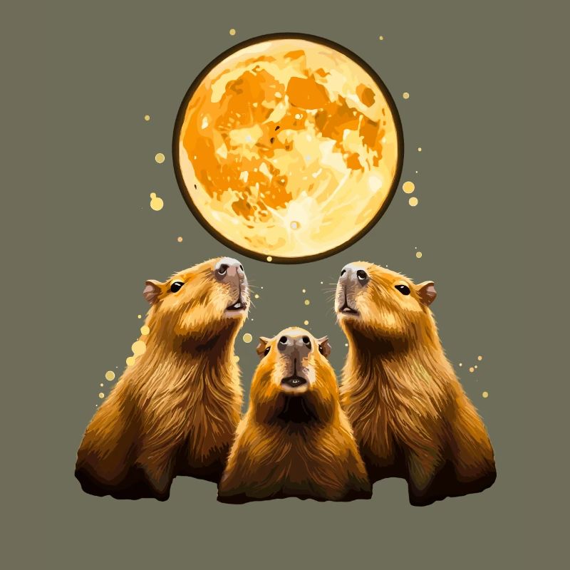 Trio de clair de lune capybara capybara