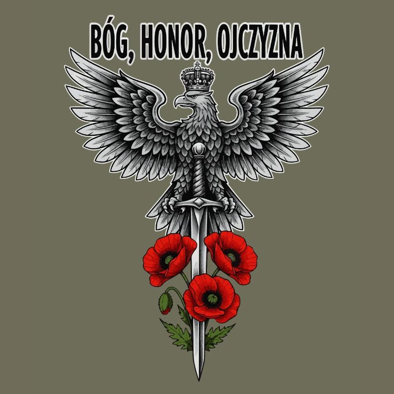 Aigle blanc polonais avec épée et coquelicot hommage