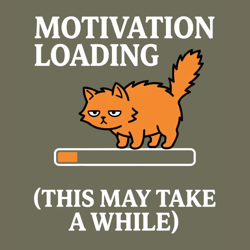 Motivation Loading Tired Cat with Loading Bar