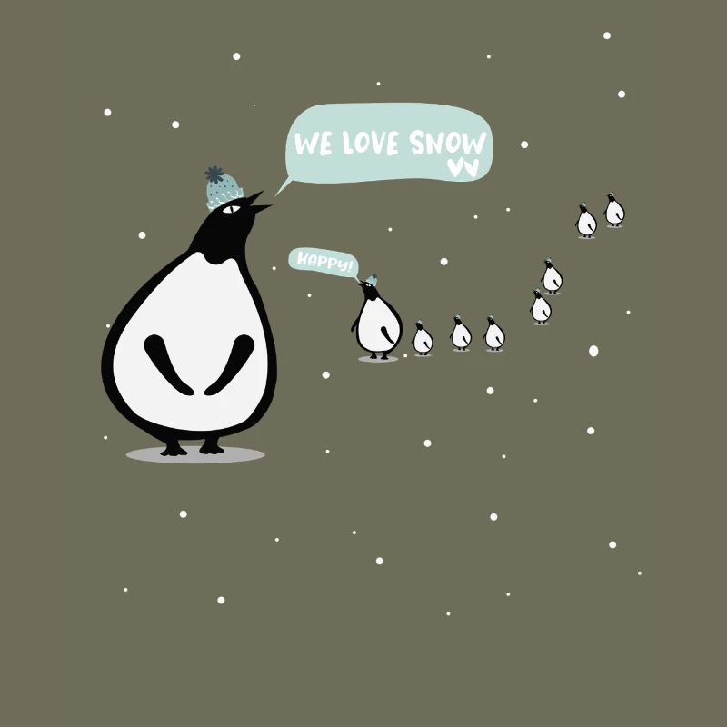 Cute Winter Penguins Illustration