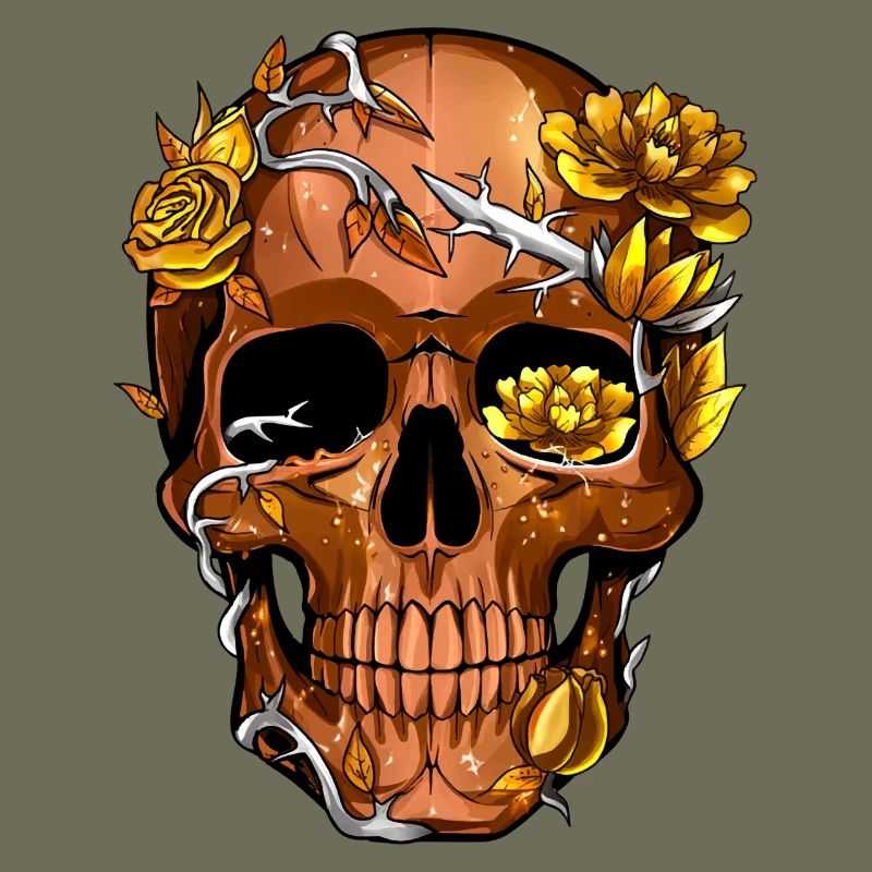 Goldener Stacheldraht-Blumenschädel