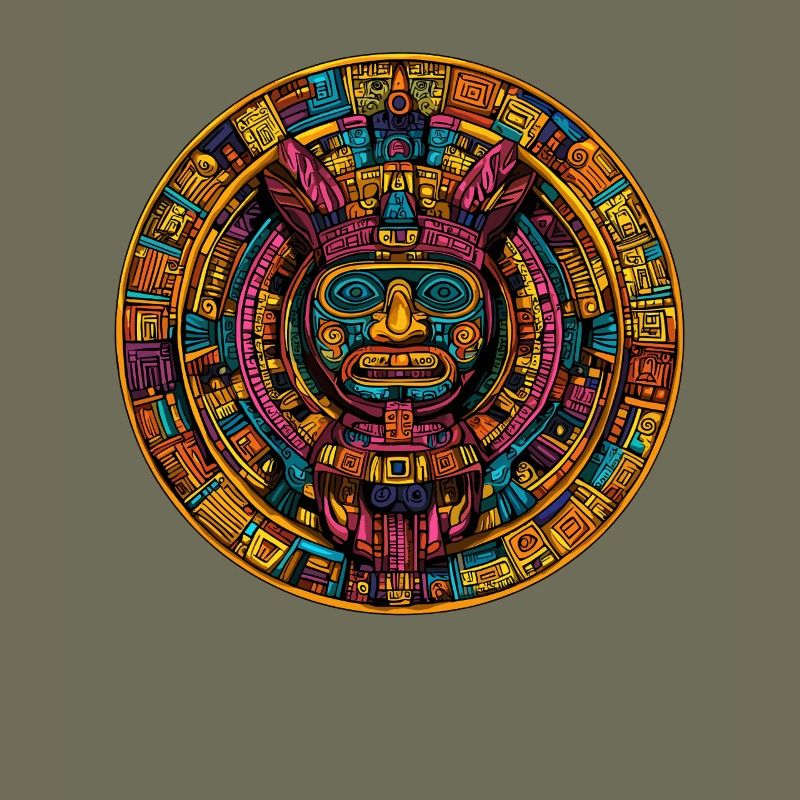 Aztekischer Kreismasken-Relief