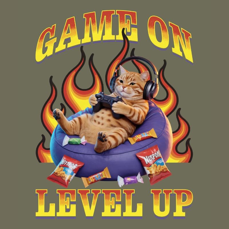 Funny Gaming Gamer Cat