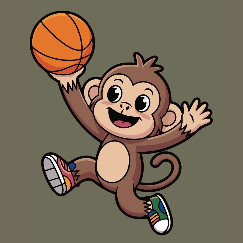 Monkey dunking basketball