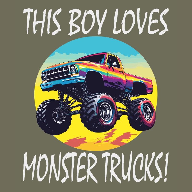 Le garçon adore les monster trucks
