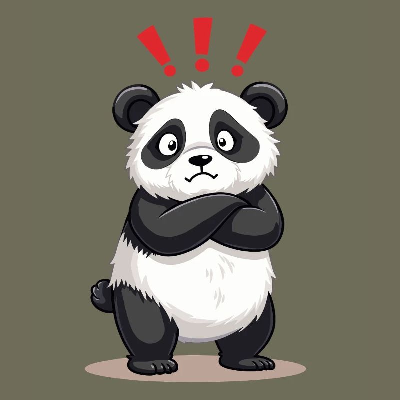 Skeptical Panda with Exclamation Point Humor