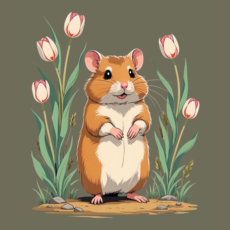 Tulip hamster in spring