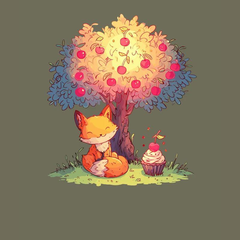 Fuchs am Apfelbaum mit Cupcake