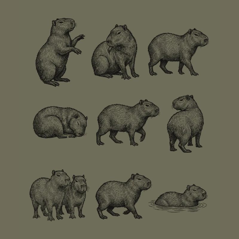 Silhouettes de capybara dans la conception forestière