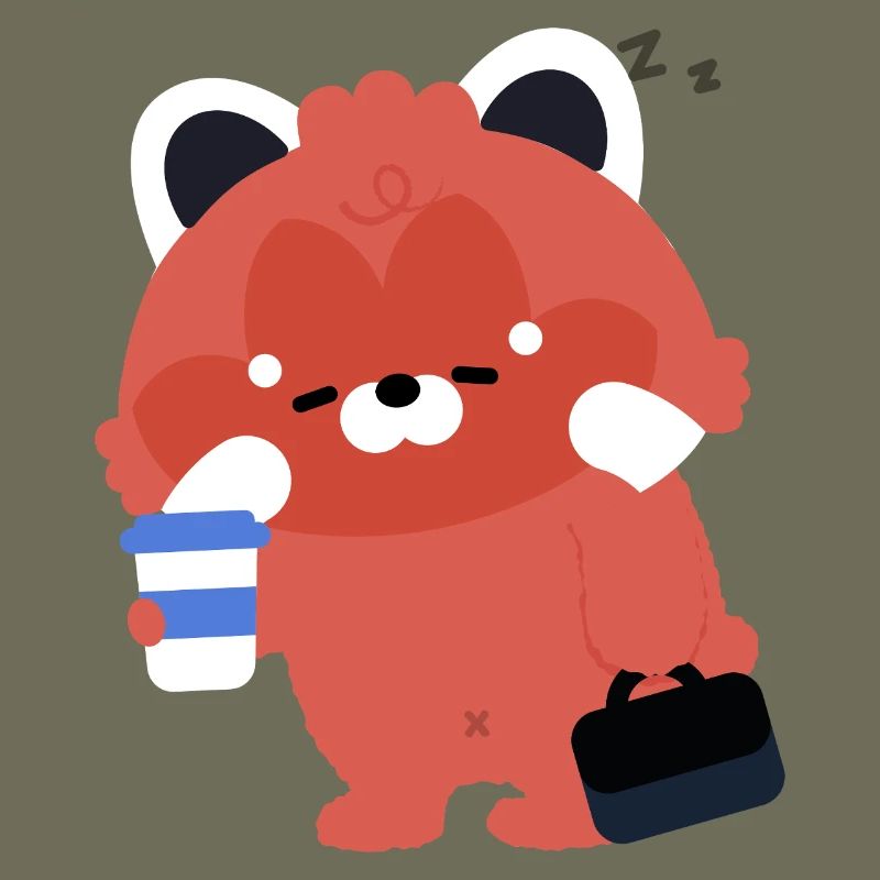 Kawaii Red Panda mit Kaffee