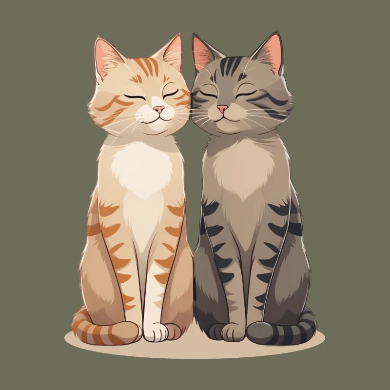 Zwei glückliche Katzenfreunde