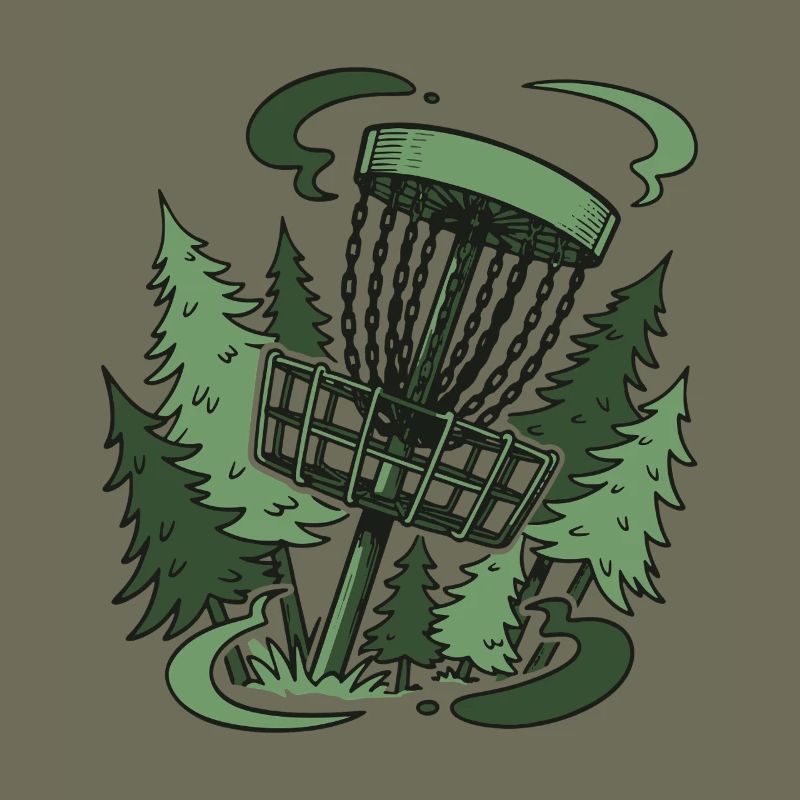 Panier de disc golf dans la forêt Scène drôle de disc golf