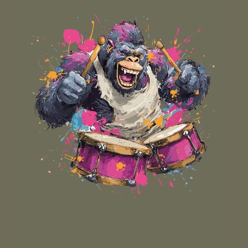 Singe coloré sur la batterie
