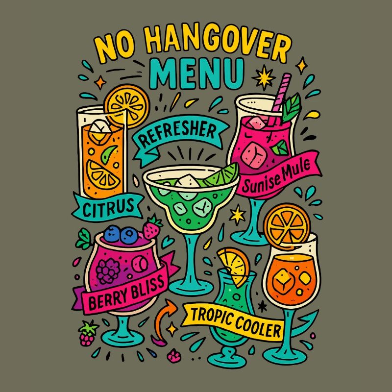 No Hangover Menu, Mocktail Card