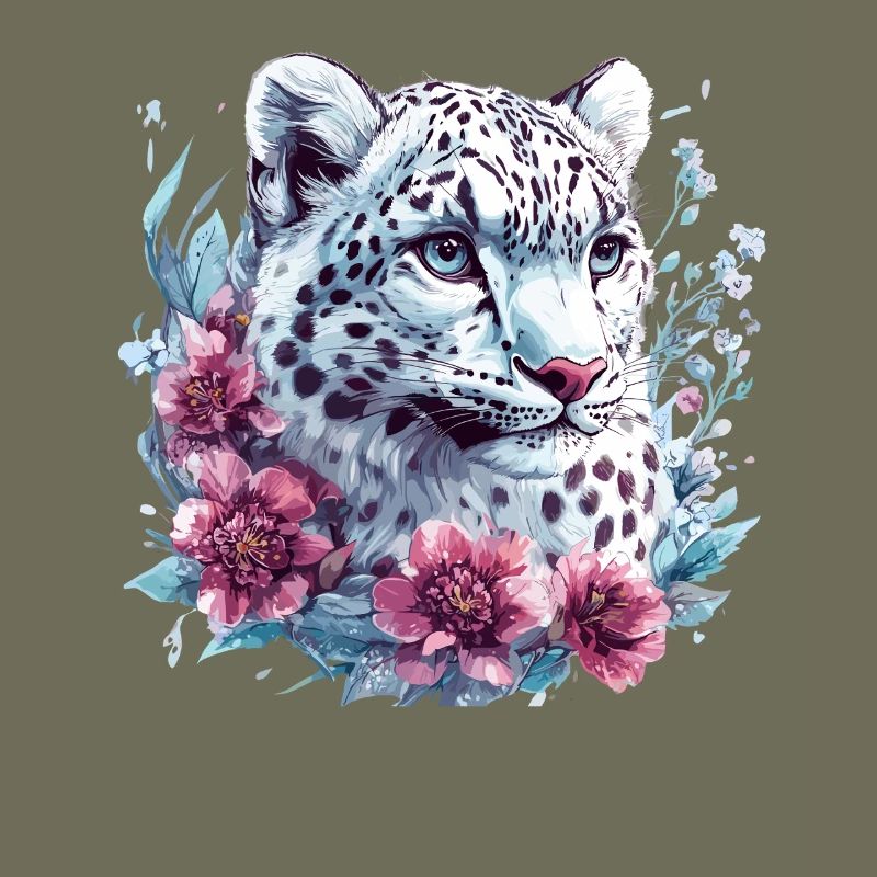 Visage de léopard avec couronne florale