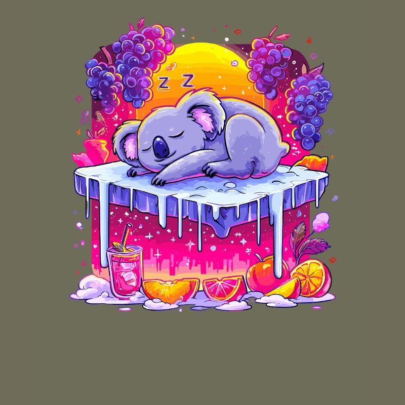 Schlafender Koala auf Neon Eiscreme