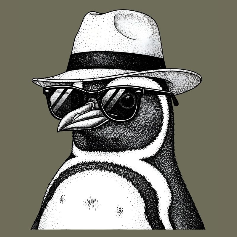Pinguin mit Hut und Sonnenbrille