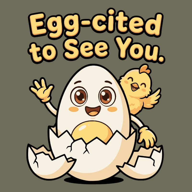 Egg Cited To See You Funny Egg Chick
