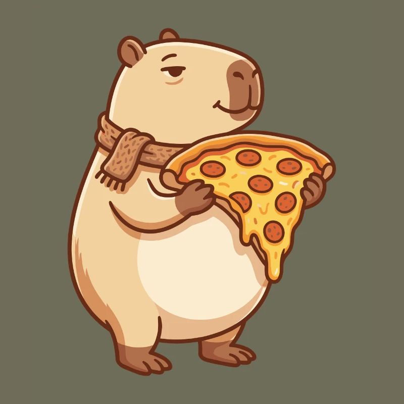 Pizza Capybara mit schmelzendem Käse