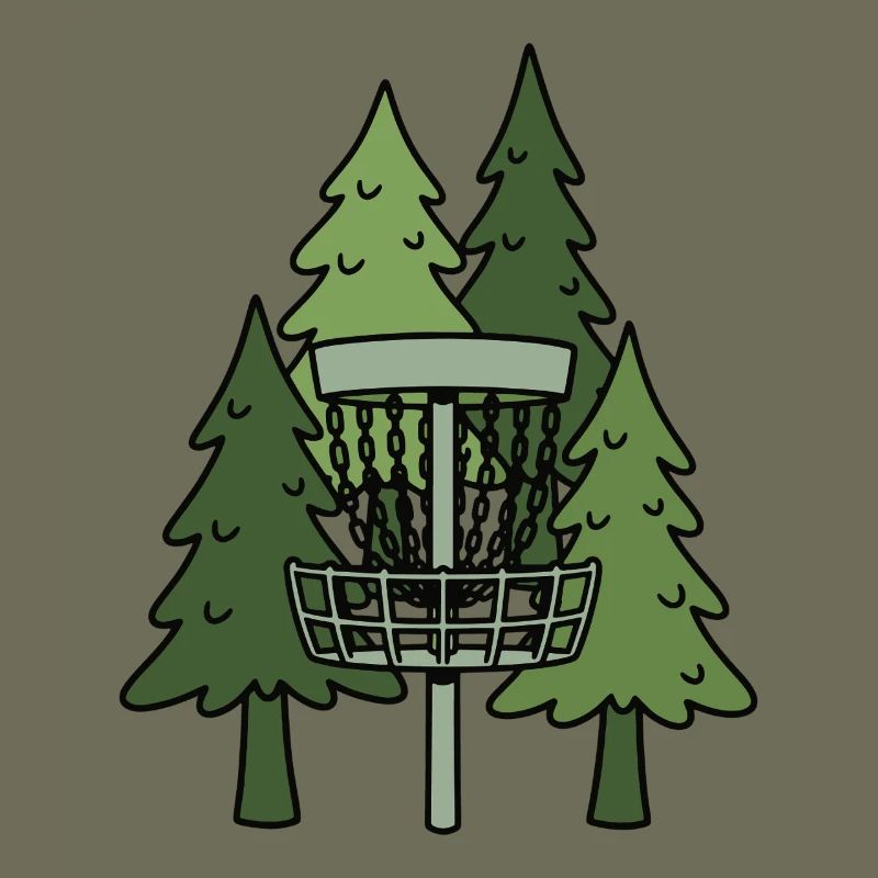 Scène drôle de disc golf dans la forêt