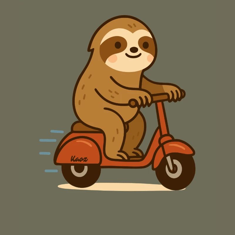 Sloth on scooter