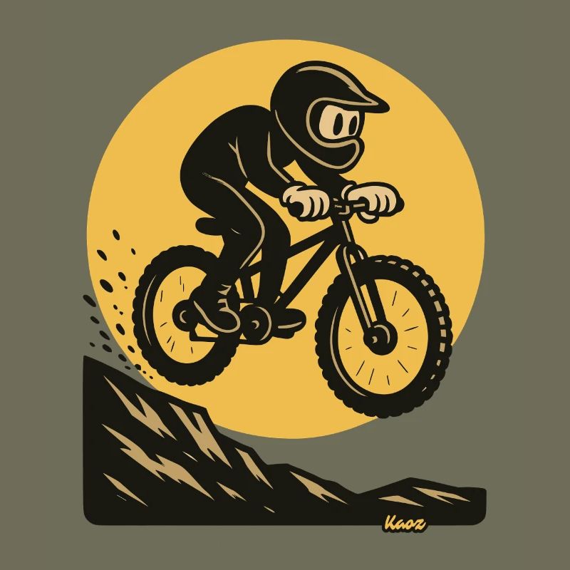 Biker jump over rocks
