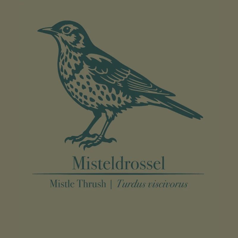 Mistletoe Thrush Silhouette | Ornithology Drawing
