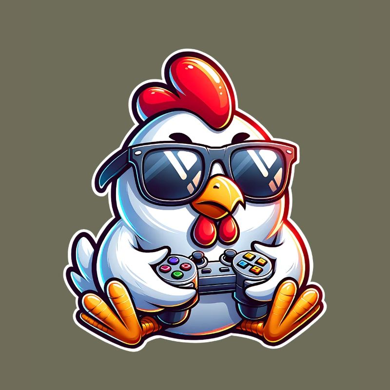 Gamer Huhn mit Controller