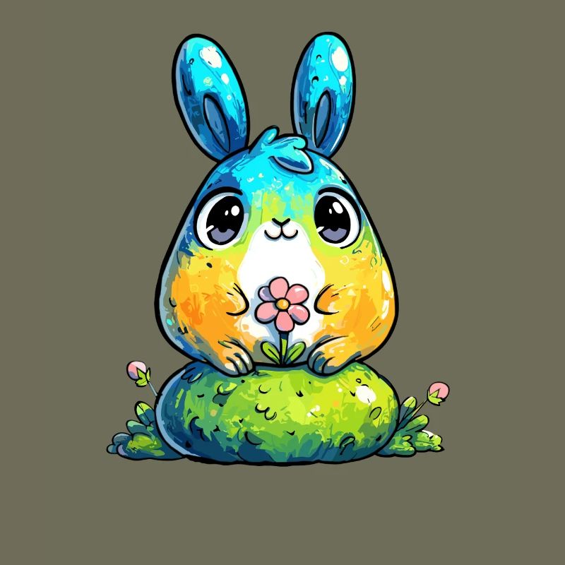 Lapin aquarelle avec fleur
