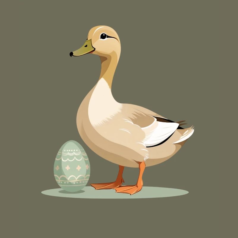Spring duck with Easter egg