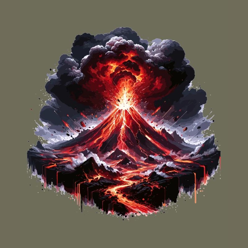 Volcanic eruption lava fireworks