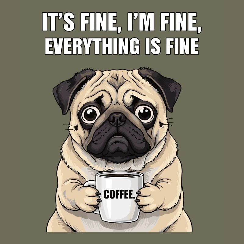 its fine im fine coffee pug