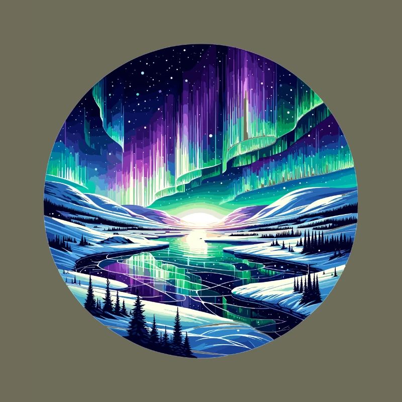Nordlichtlandschaft am Eisfluss