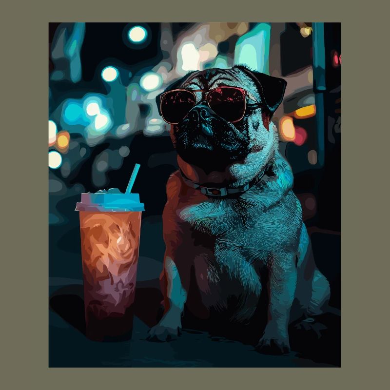 Neon-Pug im Nachtleben