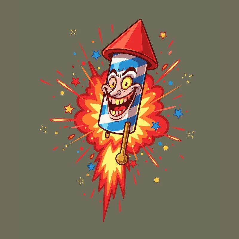 Laughing Rocket Cartoon Explosion