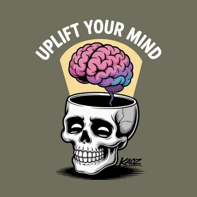 Skull and Floating Brain, uplift your mind